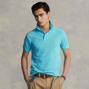 Polo Ralph Lauren Men's Tuquoise Classic Fit Polo Shirt Yellow Pony Mesh Size M